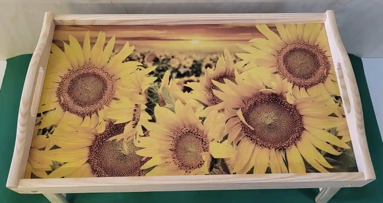 PIKUSA — snídaňový tác, plantáž při východu slunce